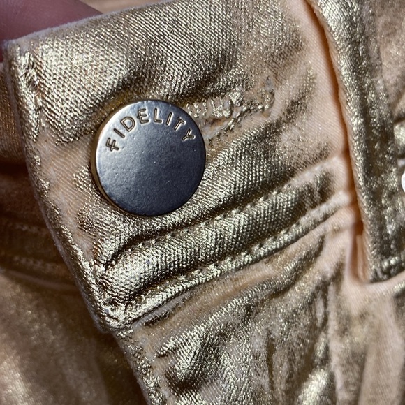Fidelity Sola Metallic Gold Foil Jeans - 25 - Skinny - NEW - Picture 5 of 10